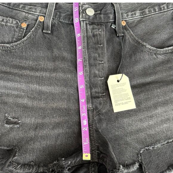 Levi’s Premium 501 High Rise Cutoff‎ Shorts Washed Black Button Fly NWT Size 32 - Picture 11 of 13
